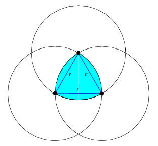Arcs drawn on triangle