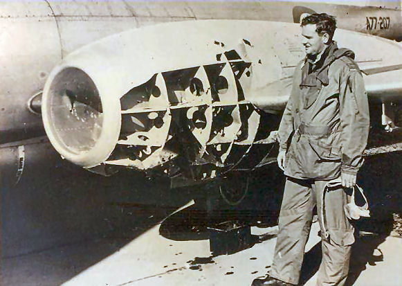 Jack McCarthy beside the 'wounded" Meteor