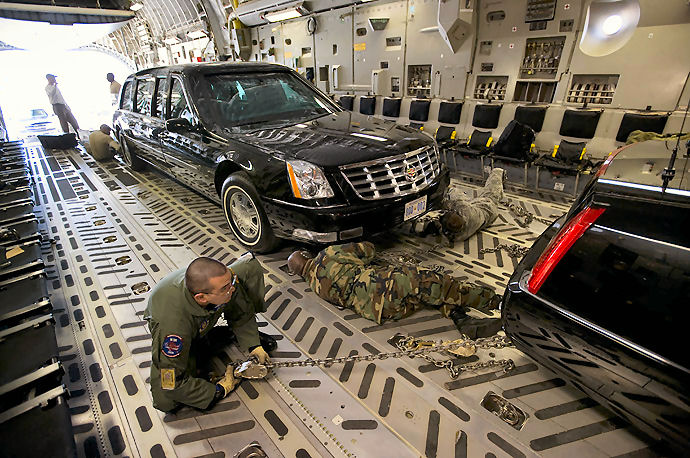 Presodemt Limo being loaded into a C17