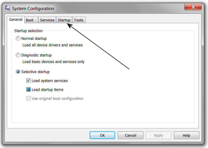 System configuration window