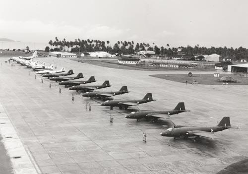 RAAF Canberras on the line at Butterworth