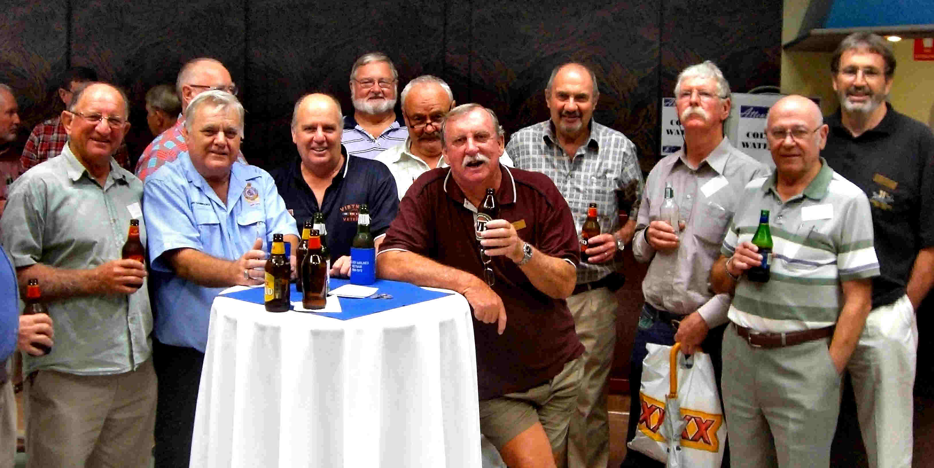 L-R:   Dennis Window, John Sambrooks, Allan Shaw, Geoff Brand, Jim Williamson, Nigel Murray, Ted Strugnell, Laurie Rappo, Bob Hodgson, Norm Bruce. 